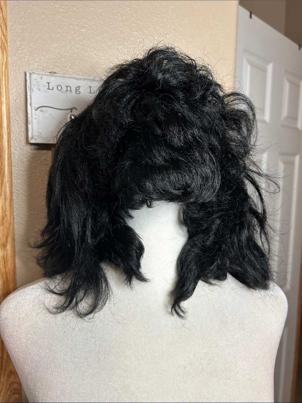 BLACK Synthetic Costume Wig 1980's Heavy Rocker Style